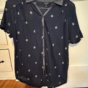 Lucky Brand Dark Blue Blouse Short Sleeve